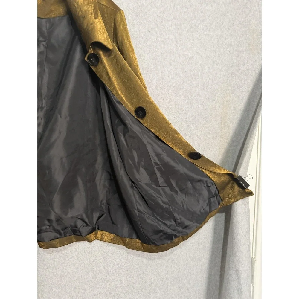 Ulla Popken Coat Womens 16/18 Gold Satin Button Front Collared Lined Evening